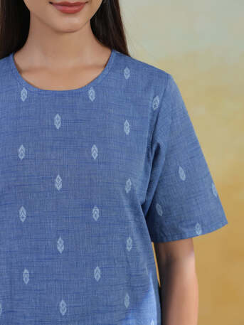 Jaipur, Clothing & Accessories, INR 1399,  Shop Blue Cotton Self Design Straight Kurta Set