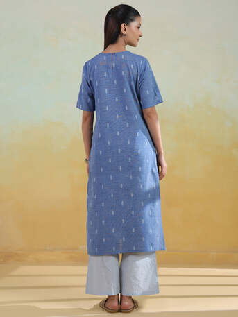 Jaipur, Clothing & Accessories, INR 1399,  Shop Blue Cotton Self Design Straight Kurta Set