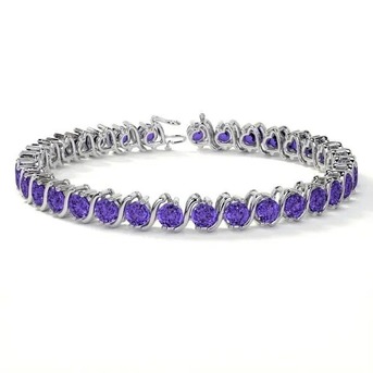 New York, Jewelry, USD 4589,  Buy Tanzanite Bracelet Online &ndash; S-Link Tennis Bracelet With 4mm Round Stones 8.58 Cttw