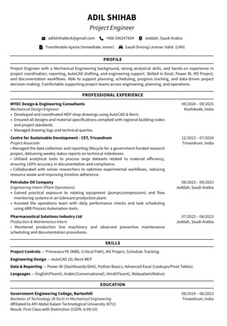 Riyadh, Job Seekers, Mechanical Engineer &ndash; Project Control / Planning Support &ndash; Immediate Joiner