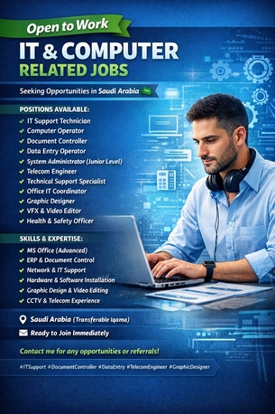 Riyadh, Job Seekers, I Am Currently Looking For Opportunities In IT, Computer & Office-Based Roles In KSA 🇸🇦