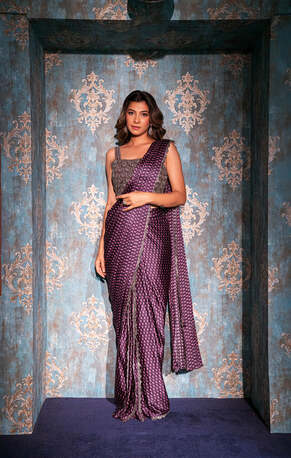 Ahmedabad, Clothing & Accessories, INR 22399,  Purple Satin Silk Khat Work Saree