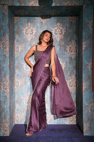 Ahmedabad, Clothing & Accessories, INR 22399,  Purple Satin Silk Khat Work Saree