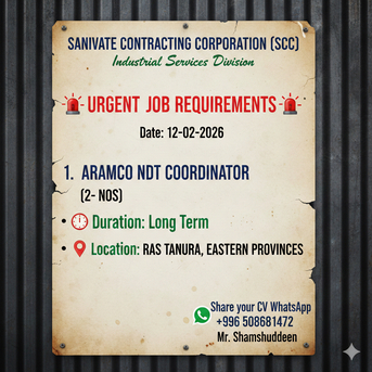 Jubail, Jobs, NDT COORDINATOR