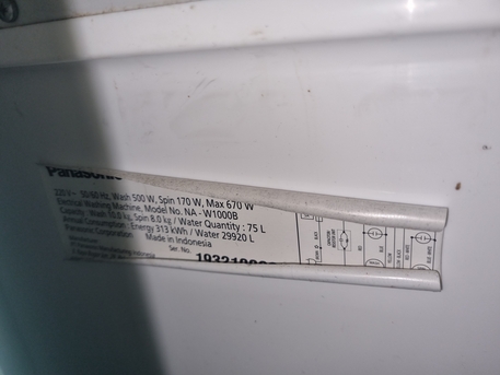 Khobar, Household Items, SAR 220,  Panasonic Washing Machine 10 Kg