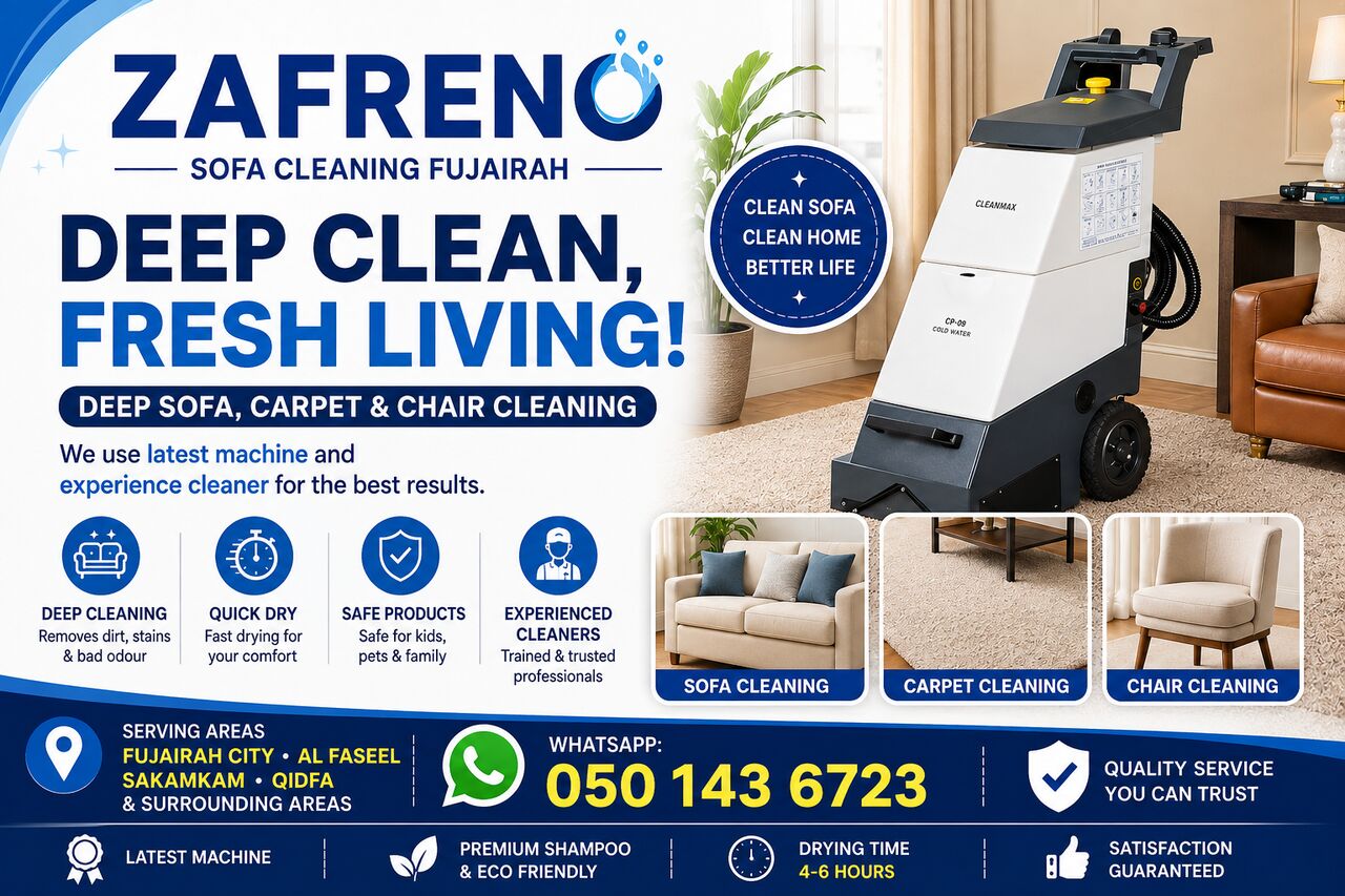 Fujairah, Cleaning, Zafreno Sofa ,Carpet ,chair Cleaning Fujairah