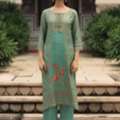 INR 1851,  Buy Sea Green Silk Blend Party Kurta Set For Women