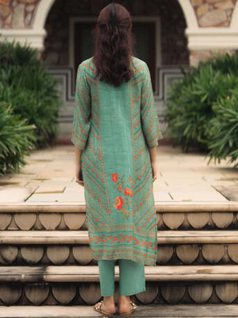 Jaipur, Clothing & Accessories, INR 1851,  Buy Sea Green Silk Blend Party Kurta Set For Women