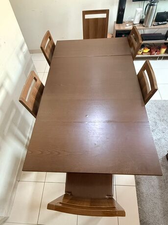 Dammam, Furniture, SAR 500,  Expandable Wooden Dining Table With 6-chairs For Sale