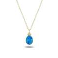 AUD 100,  Created Opal Necklace In Sterling Silver With CZ Detail