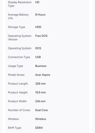 Al Marwah, Electronics, SAR 650,  Laptop Acer
