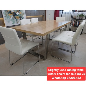 Sanabis, Furniture, BHD 75,  ✅️ Slightly Used Dining Table With 6 Chairs For Sale In Good Condition With Delivery