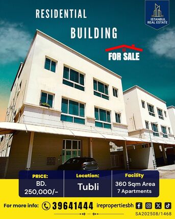 Tubli, Apartments/Houses, BHD 250000/month,  6 BR,  390 Sq. Meter,  Residential Building With Income For Sale In Tubli ,BD 250,000/-