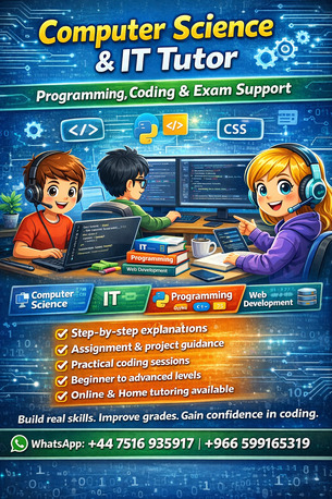 Jeddah, Lessons Offered, Computer Science & IT Tutor &ndash; Programming, Coding & Exam Support