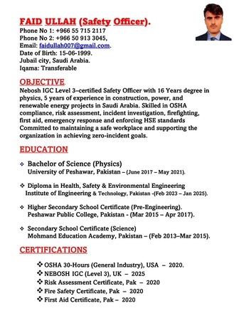 Riyadh, Job Seekers, Safety Officer