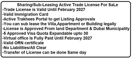 Dubai, Businesses For Sale, Active Leasing And Sub Leasing Trade License For SaLe