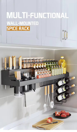 Jubail, Electrical & Plumbing, SAR 175,  Wall Mounted Modern Kitchen Spice Rack With Utensils Cup And Knife Holder
