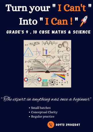 Manama, Lessons Offered, CBSE Tuitions For Maths And Science Grade 9 & 10
