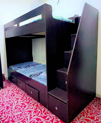 Al Badiah, Furniture, SAR 880,  Wooden Bunk Bed With Mattress And Single Folding Bed For Sale