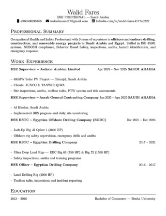 Dammam, Job Seekers, HSE SUPERVISORE ONSHORE & OFFSHORE READY Immediately