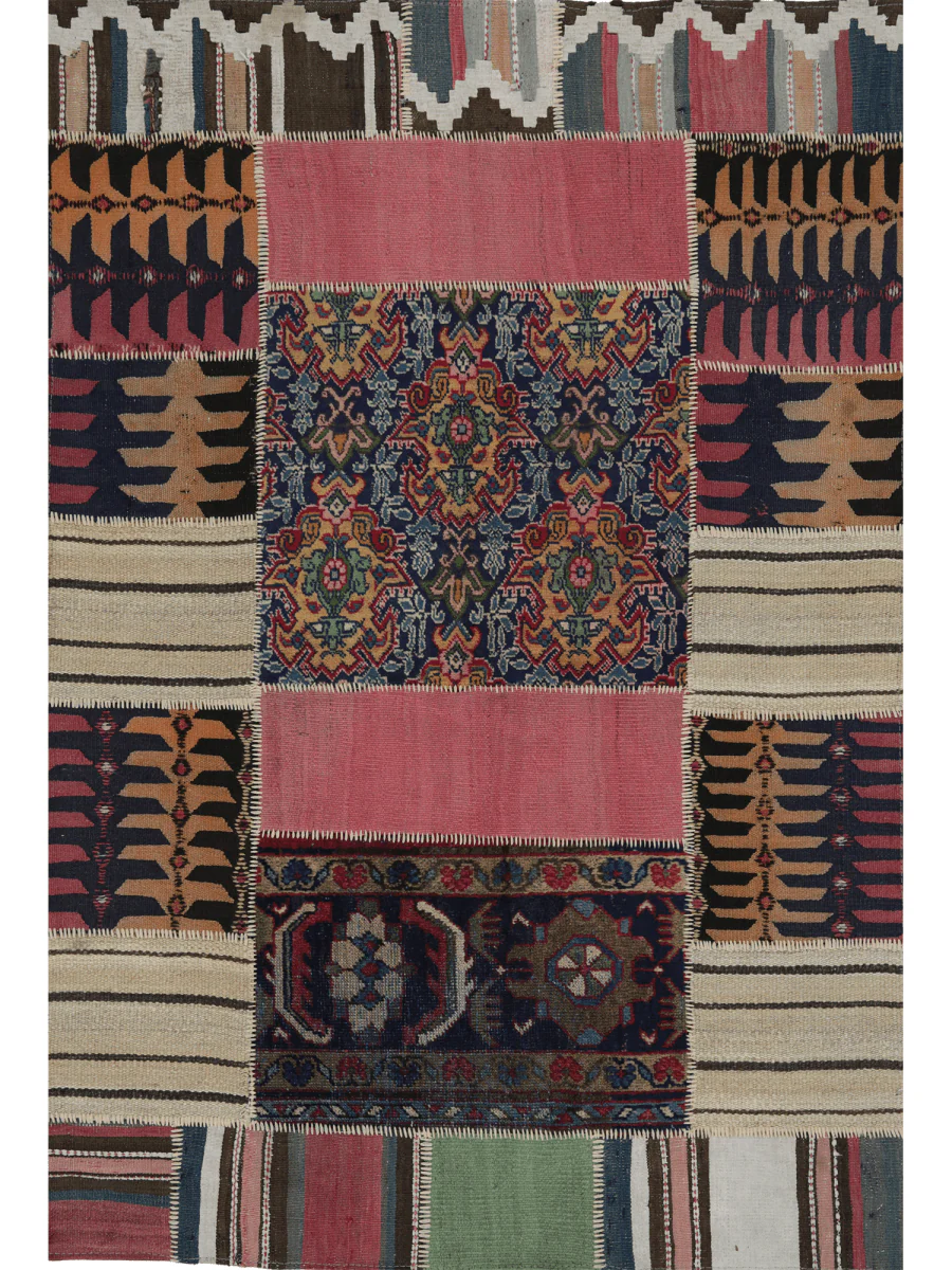 New York, Furniture, USD 180,  4x6 Vintage Persian Patchwork Kilim Area Rug - 109103