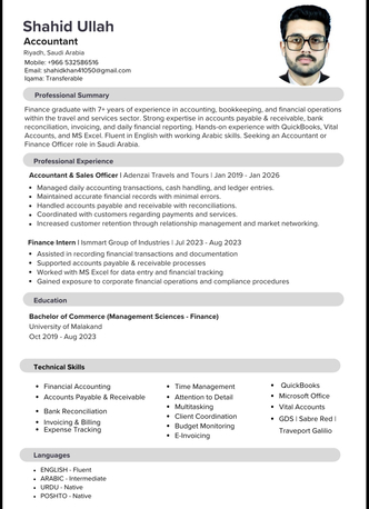 Riyadh, Job Seekers, Assistant Accountant | Finance & Accounting Professional