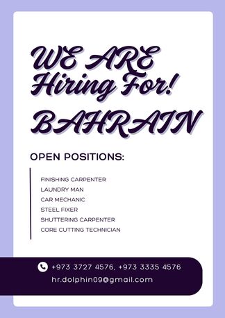 Jidhafs, Jobs, WANTED FOR BAHRAIN