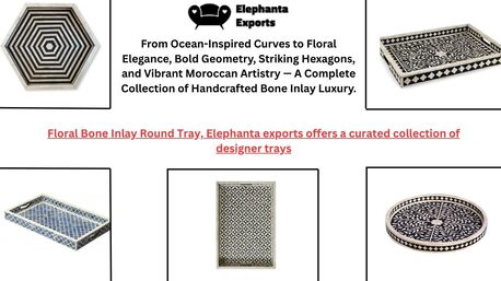 Jaipur, Furniture, INR 22640,  Luxury Living Enhanced Through A Floral Bone Inlay Round Tray