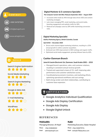 Khobar, Job Seekers, Digital Marketer (SEO, PPC, Social Media) | 10+ Years Experience | Seeking New Opportunity