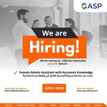 Manama, Jobs, Female Admin Assistant With Accounts Knowledge - Bahraini Nationality
