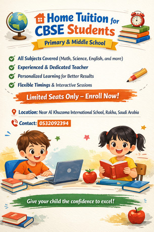 Al Khuzama, Lessons Offered, Complete CBSE Tuition-Primary & Middle School