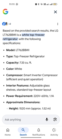 Jeddah, Appliances, SAR 500,  Medium Size Refrigerator LG Double Door