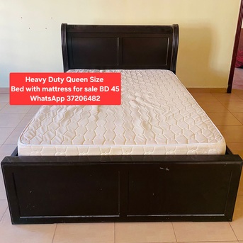 Manama, Free Items, BHD 45,  ✅️ Heavy Duty Queen Size Bed With Mattress For Sale In Good Condition With Delivery