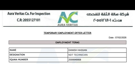 Jubail, Job Seekers, NDT Technician Level2