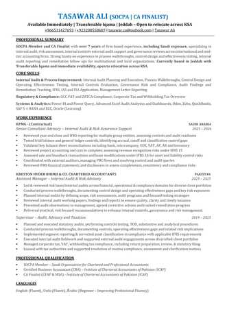 Riyadh, Job Seekers, Internal Controls & Financial Reporting Analyst