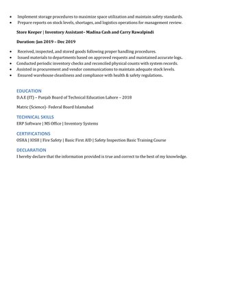 Riyadh, Job Seekers, Wherehouse Incharge,Store Keeper