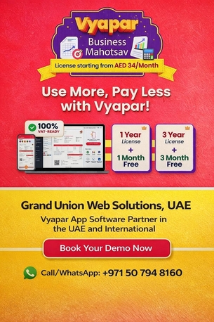 Dubai, Business Partners, Vyapar Partner For Your Business, A Complete Billing Software. Grand Union Web Solutions