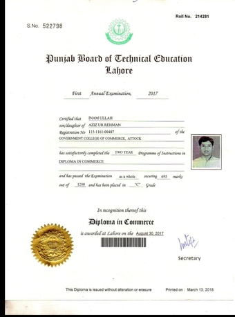 Najran, Job Seekers, My Name Is Inam Ullah And Looking For Good Job