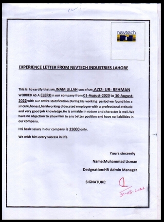 Najran, Job Seekers, My Name Is Inam Ullah And Looking For Good Job