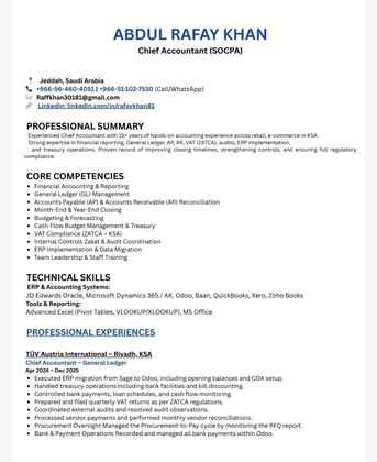 Makkah, Job Seekers, Senior Accountant | Chief Accountant | Systems & Operations Manager &ndash; 16+ Years Expr