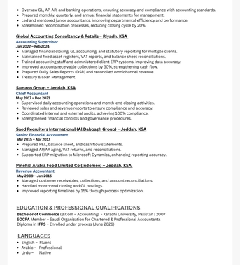 Makkah, Job Seekers, Senior Accountant | Chief Accountant | Systems & Operations Manager &ndash; 16+ Years Expr