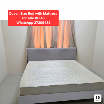 Manama, Furniture, BHD 45,  ✅️ Queen Size Bed With Mattress For Sale In Good Condition With Delivery