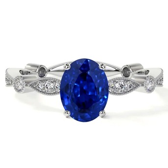 New York, Jewelry, USD 3754,  Blue Sapphire Diamond Ring 1.26cttw Oval Cut