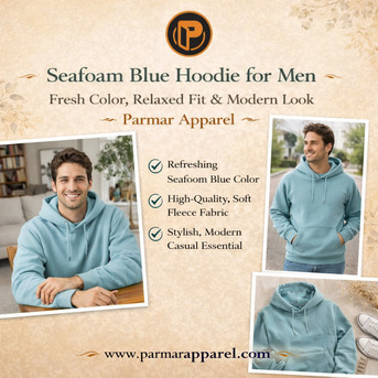 New York, Business, Seafoam Blue Hoodie For Men By Parmar Apparel