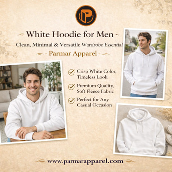 New York, Business, White Hoodie For Men By Parmar Apparel