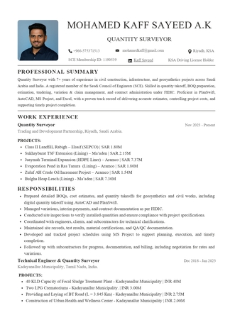 Riyadh, Job Seekers, Quantity Surveyor | 7+ Years Experience | SCE Member