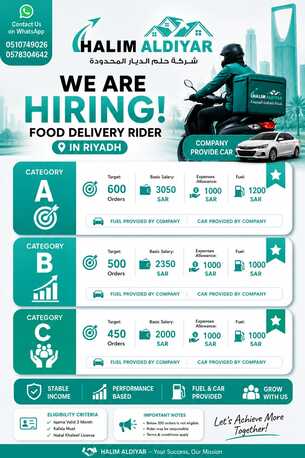 Riyadh, Jobs, Immediate Hiring &ndash; Food Delivery Drivers
