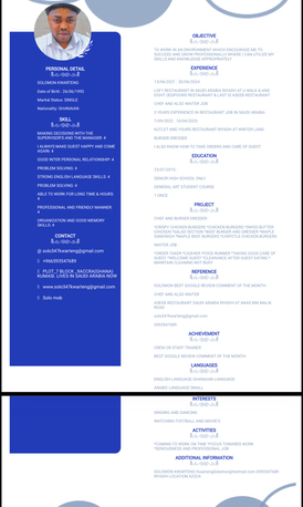 Riyadh, Job Seekers, Waiter, Runner Or Kitchen Helper