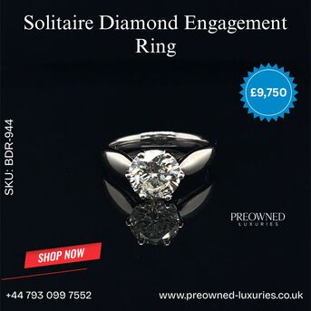 London, Jewelry, GBP 9750,  Buy Stunning Platinum Solitaire Diamond Engagement Ring Online UK