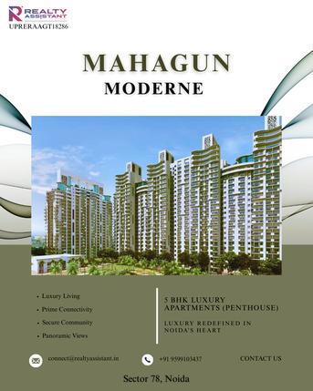 Noida, Real Estate For Sale, 5 BR,  6100 Sq. Feet,  Mahagun Moderne &ndash; Ready-to-Move 5 BHK Luxury In Sector 78, Noida